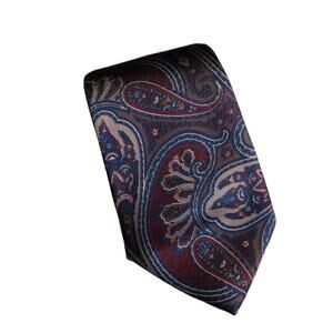 Necktie Ketch Men's Necktie Paisley Blue Burgundy Classic Stylish Design  VTG